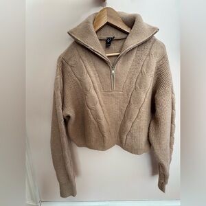 Cozy Tan Cable Knit Sweater